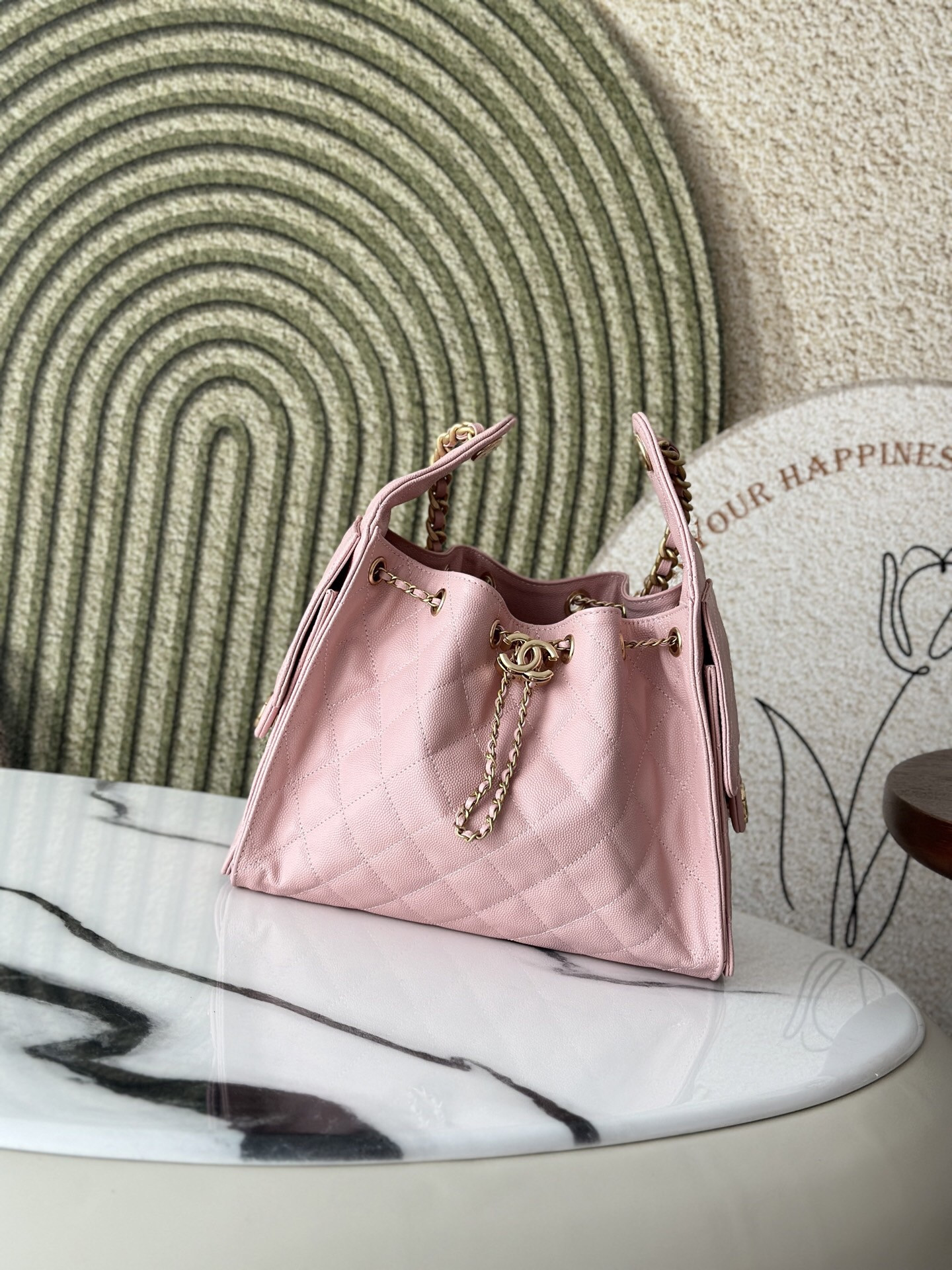 Ch*el 25 small bucket hobo handbag as5293 30x26x14cm