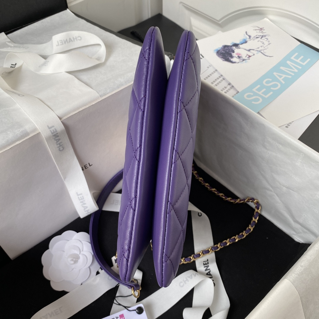Ch*el baguette bag purple 17.5×20×5cm