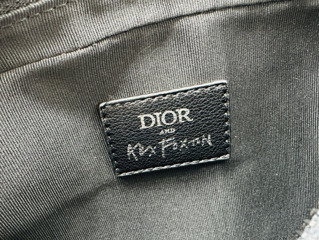 D*or maxi safari bag with strap blue D*or oblique jacquard 10 x 6.5 x 3 inches