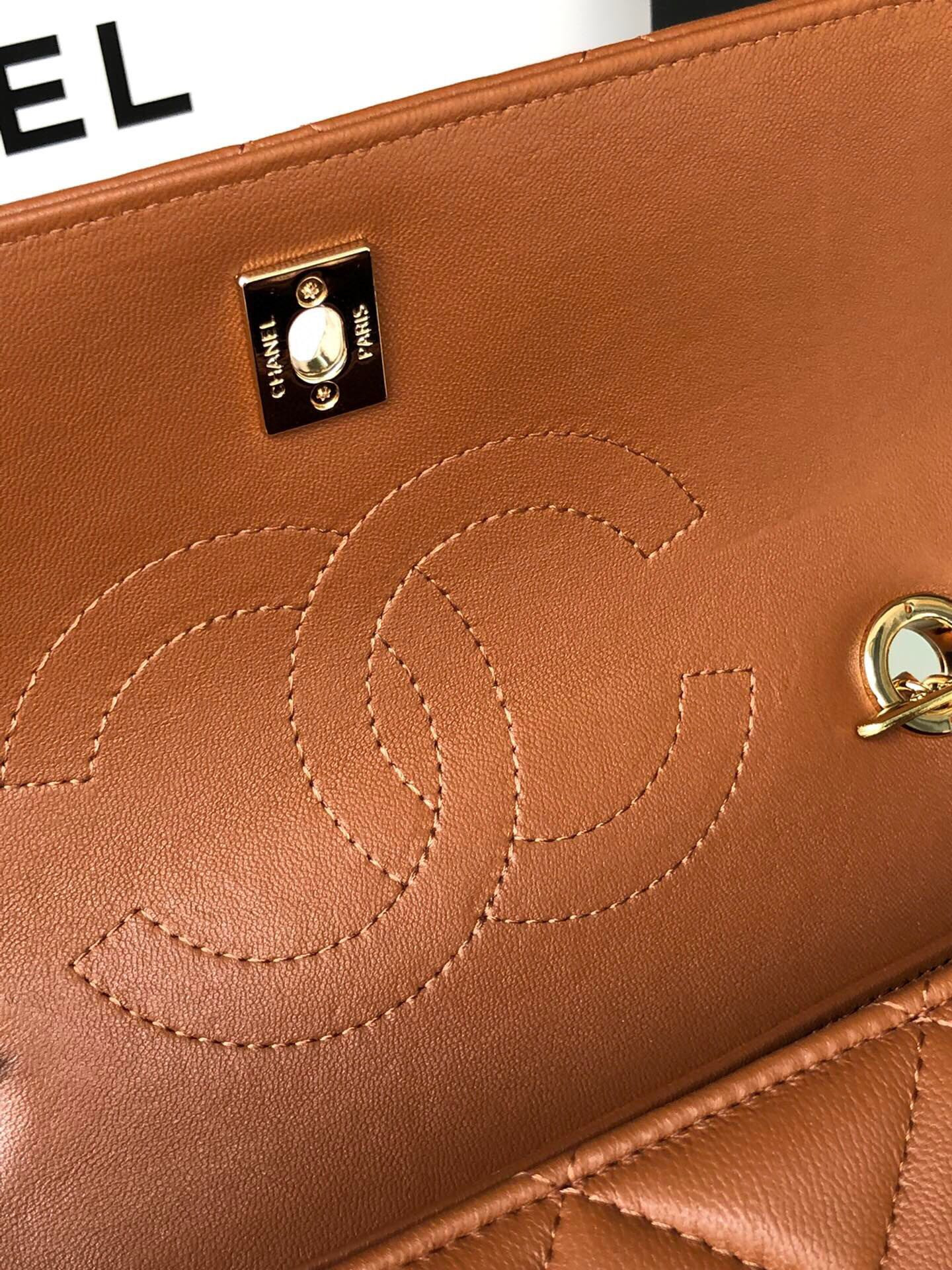 Ch*el flap bag with top handle 6.6 × 9.8 × 4.7 in