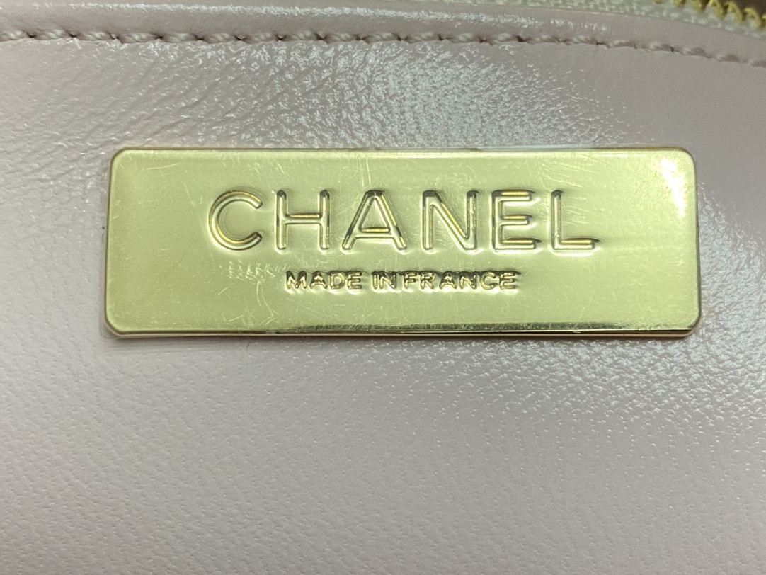 Ch*el shopping bag shiny lambskin & gold-tone metal 11.7 × 11.3 × 3.5 in