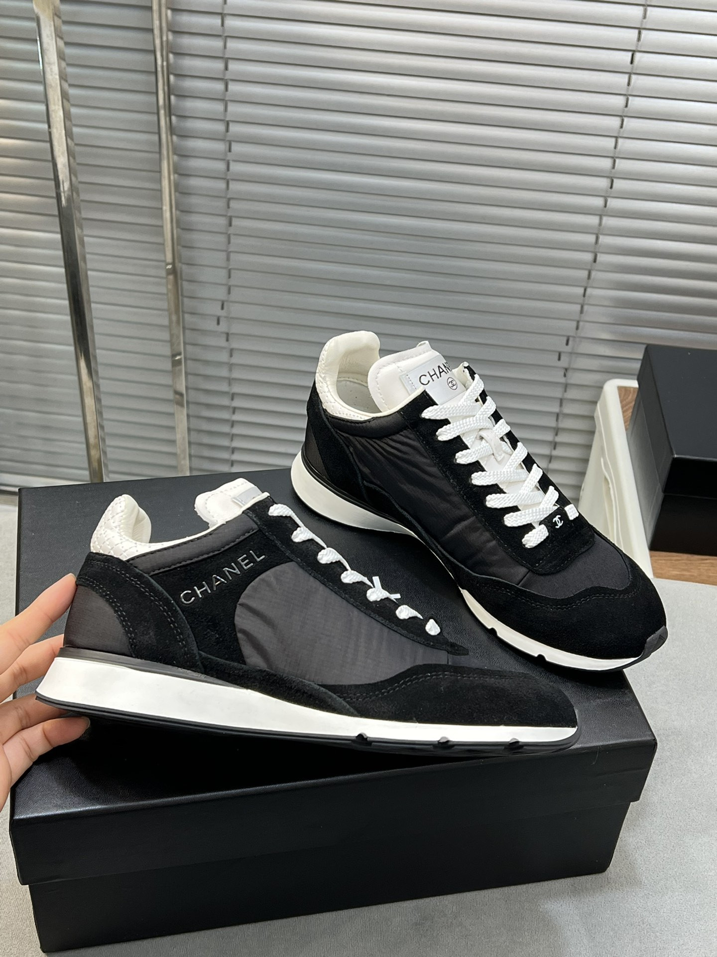 ua Ch*el sneakers fabric, suede kidskin & suede calfskin