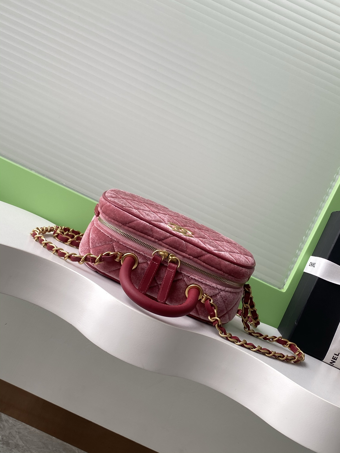 Ch*el mini bowling bag as5572 11.5x20x8.5cm