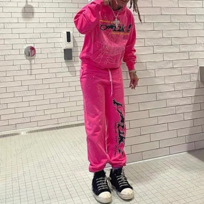 Men’s Sp5der Print Tracksuit Two Piece Set