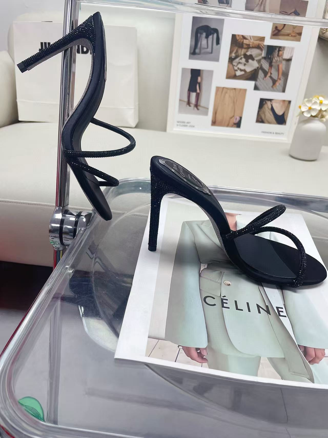 UA René Caovilla Open-toe Crystal-embellished Sandals 95mm