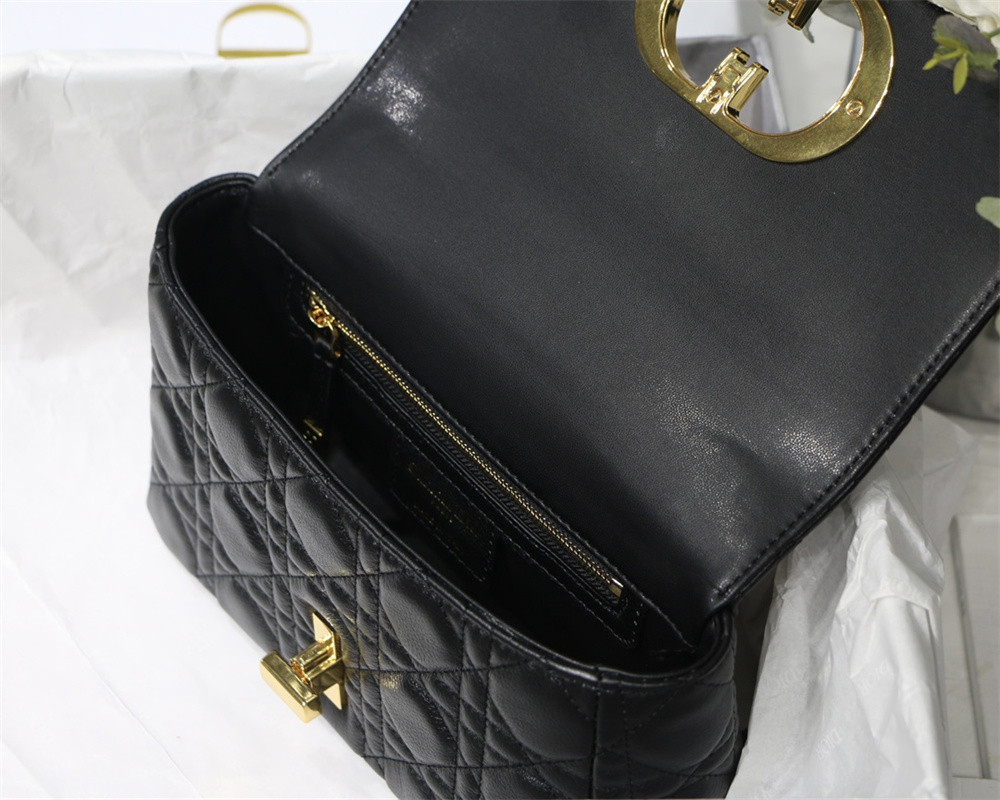 SMALL D10r CARO BAG Black S*pple Cannage Calfskin 20 x 12 x 7 cm