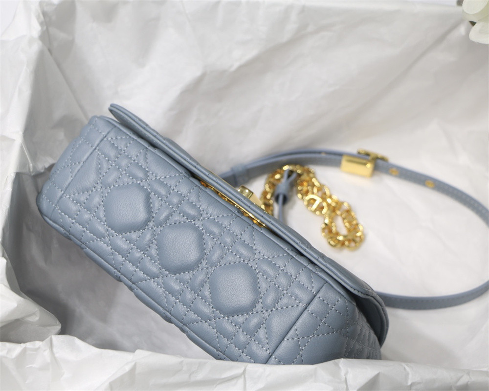 SMALL D10r CARO BAG Light Blue S*pple Cannage Calfskin 20 x 12 x 7 cm
