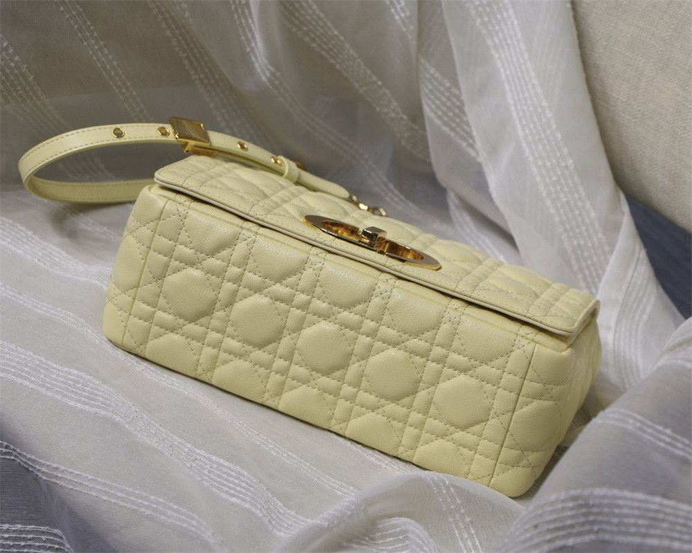 MEDIUM D10r CARO BAG light yellow S*pple Cannage Calfskin 25.5 x 15.5 x 8 cm