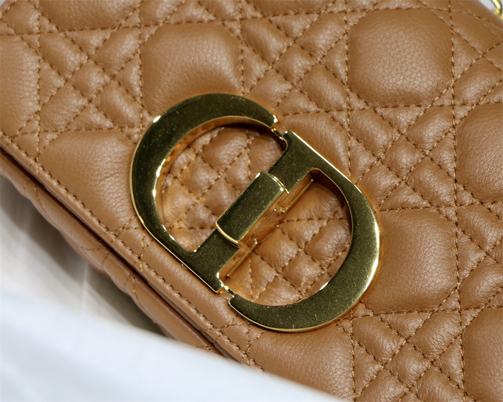 SMALL D10r CARO BAG Caramel S*pple Cannage Calfskin 20 x 12 x 7 cm