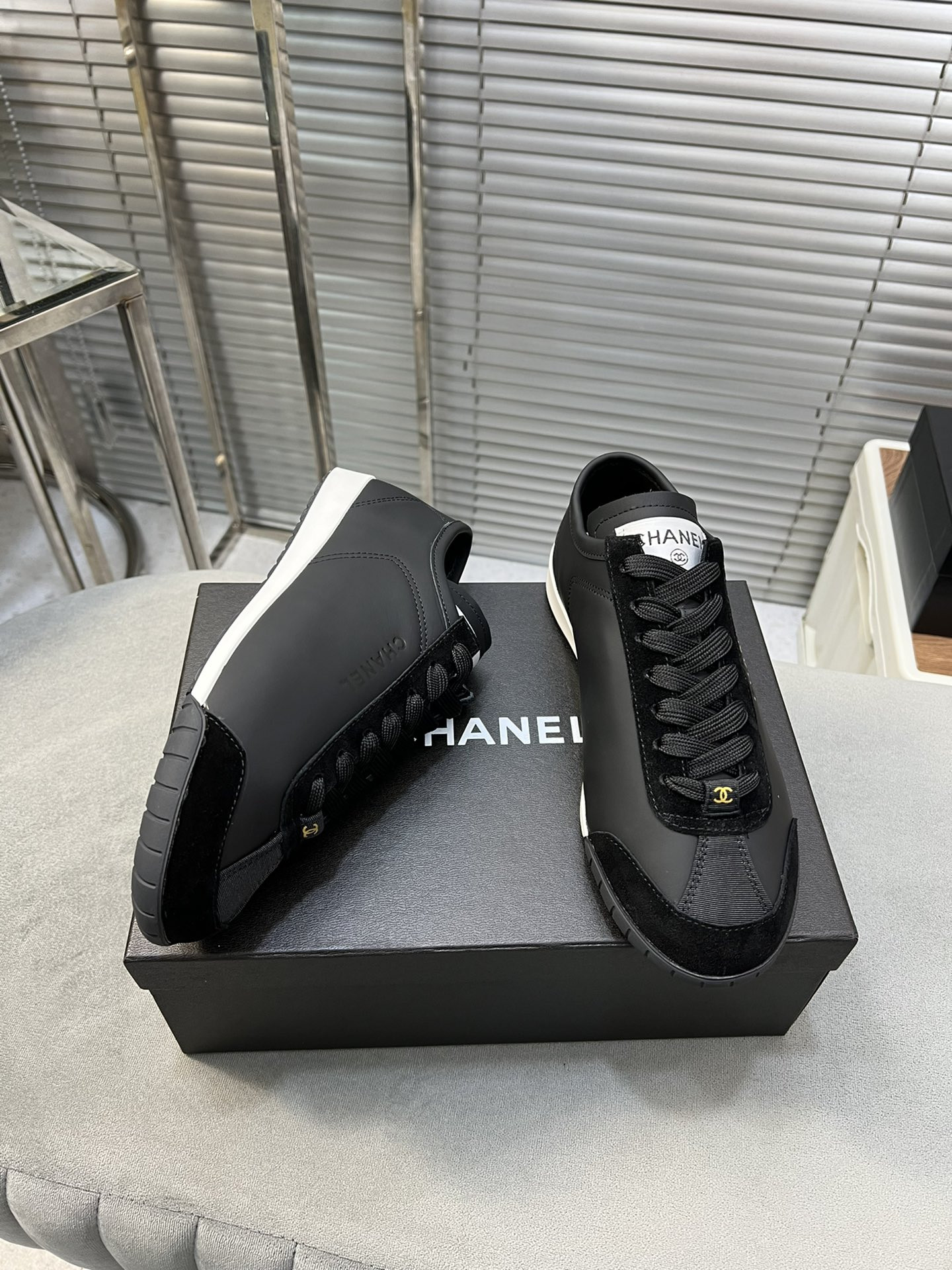 UA Ch**el SNEAKERS Calfskin & Suede Calfskin Black