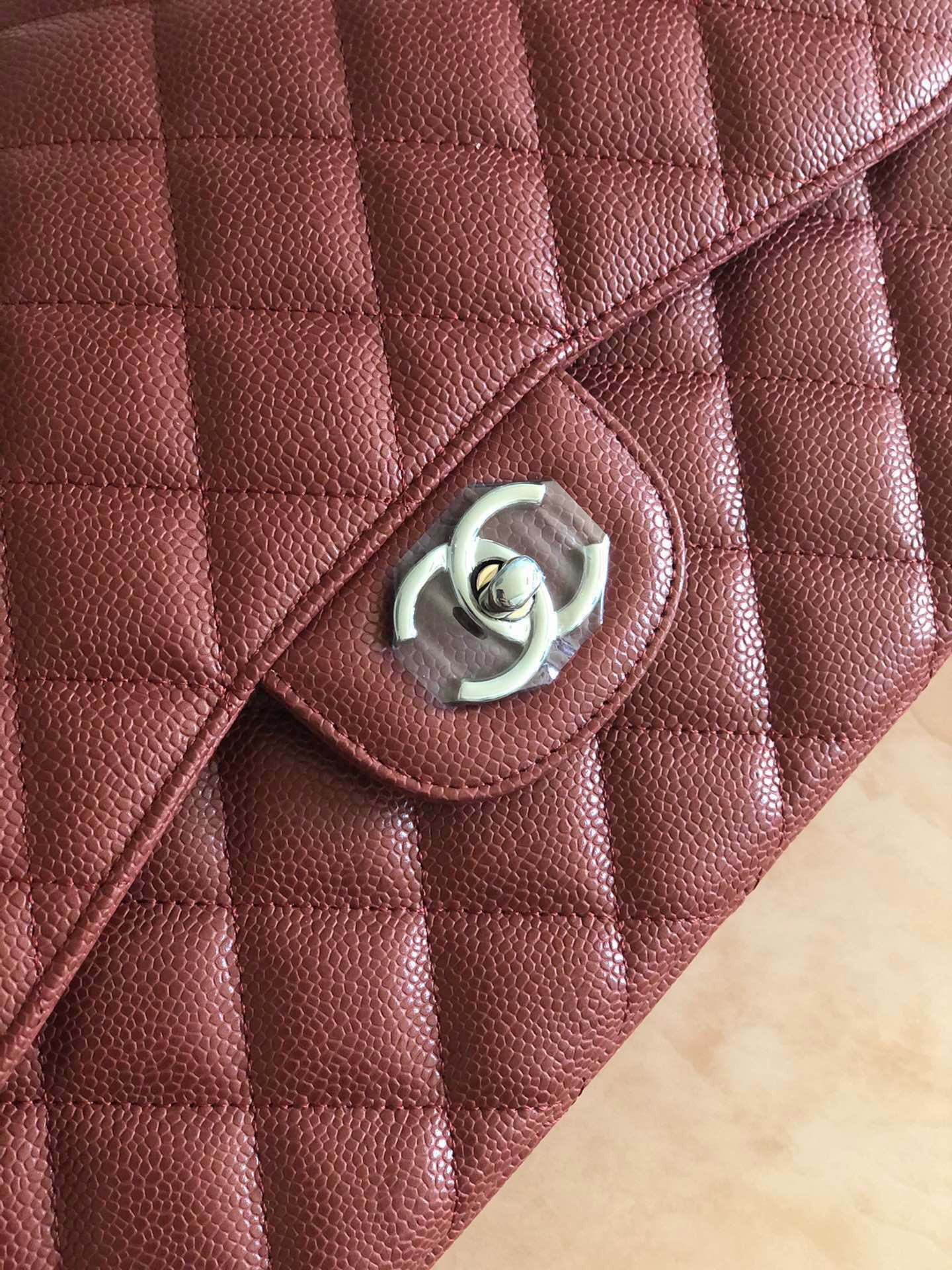 Ch**el Classic Flap Jumbo 30cm CF Silver Hardware 7.6 × 11.7 × 3.9 in
