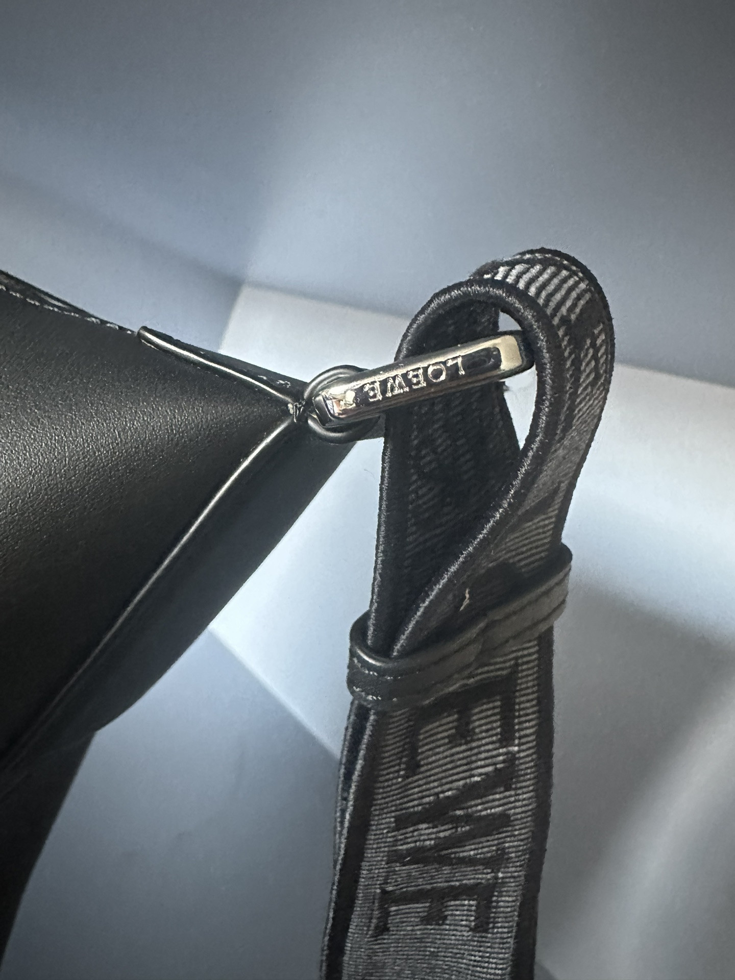 L0ew* Small Cubi crossbody bag in S*pple smooth calfskin and jacquard 29.5x10.5x22cm