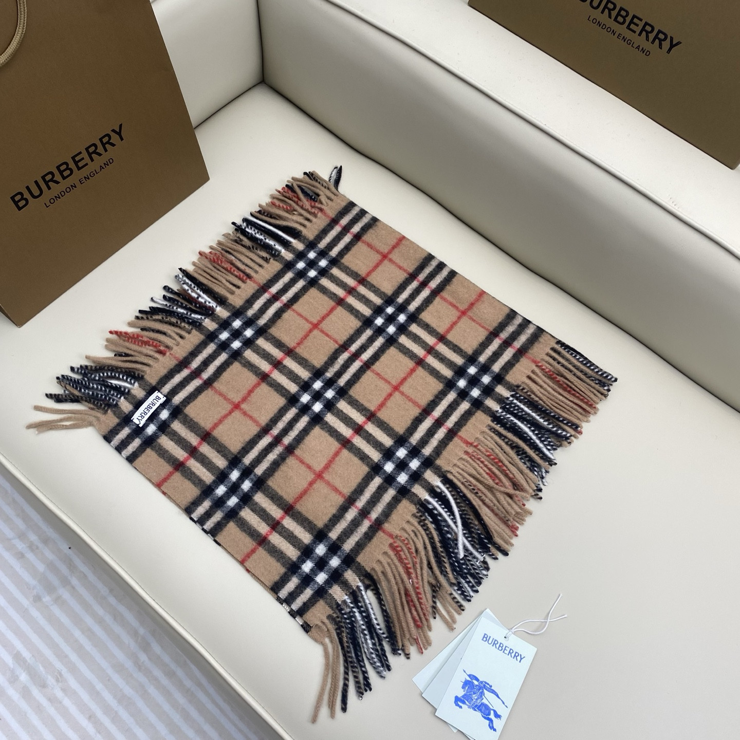 Bv*b*rry Check Cashmere Happy scarf 30x155cm